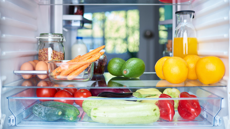 Produce in refrigerator