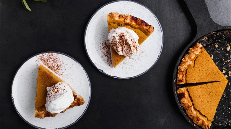 Pumpkin pie with whipped cream