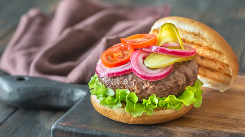 burger on cutting board