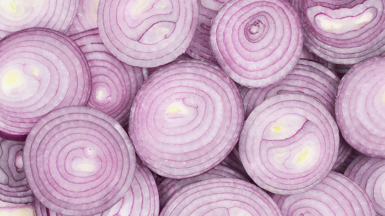 sliced onions close up