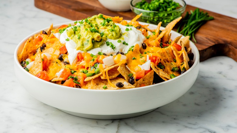 Bowl of cheesy nachos