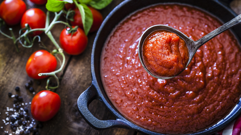 Pot of tomato sauce