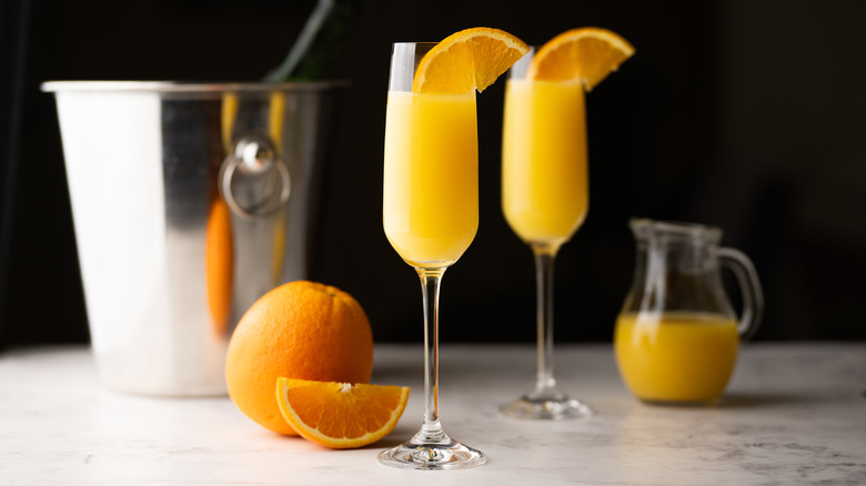 Mimosas with an orange