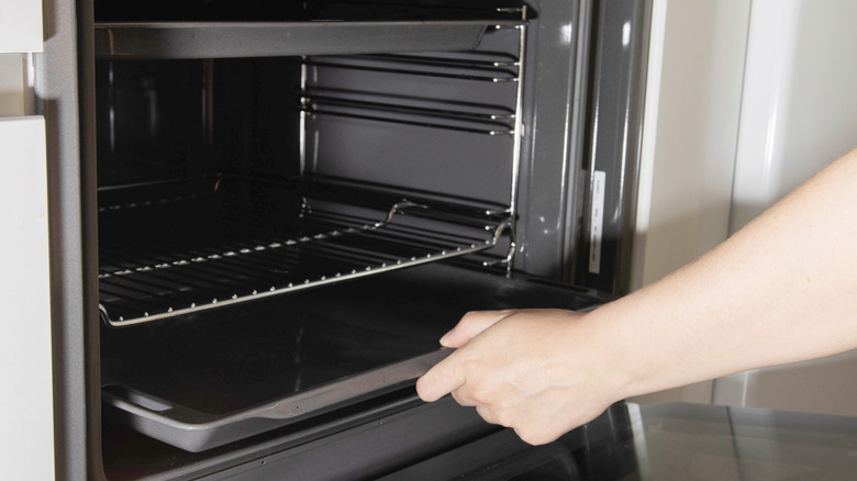 Oven rack inside of oven