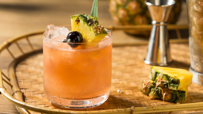 Mai Tai cocktail with pineapple garnish