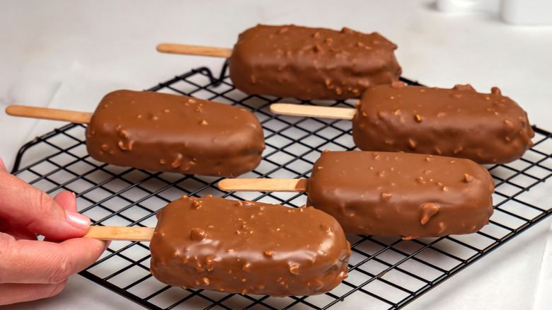 ice cream bars dipped in chocolate