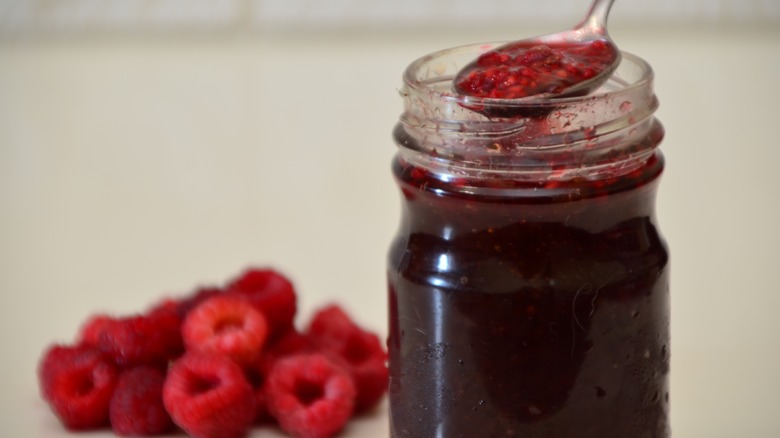 A jar of raspberry jam