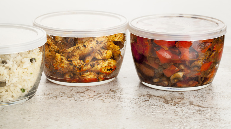 leftover food in glass containers 