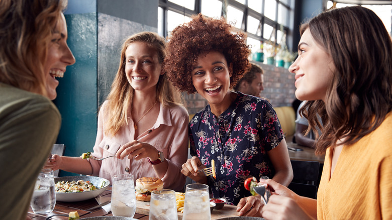 friends eating at restaurant