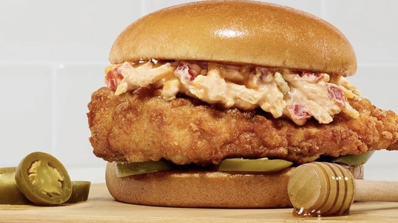 A Chick-Fil-A Spicy Honey Pepper Pimento Cheese Sandwich