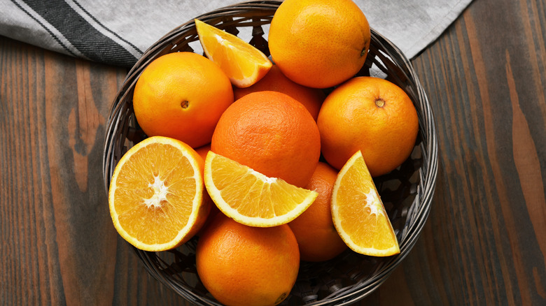 Basket of navel oranges