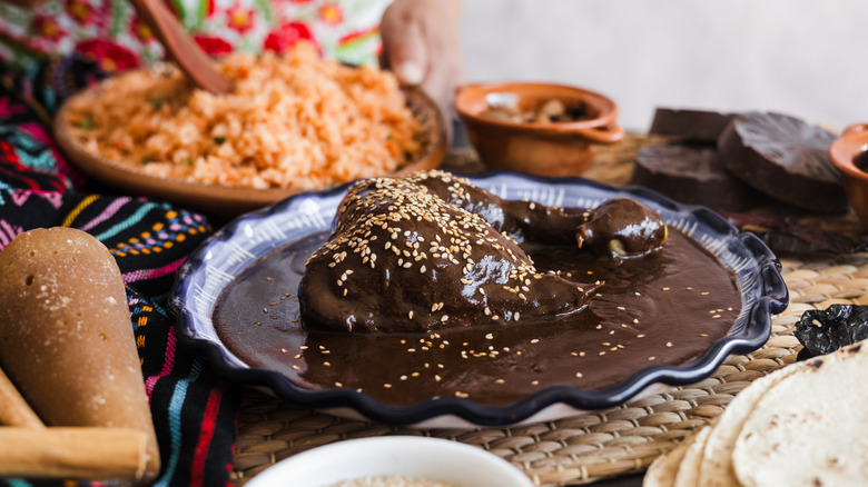 Plate of mole chicken