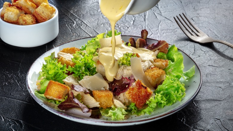 Chicken caesar salad dressing drizzle