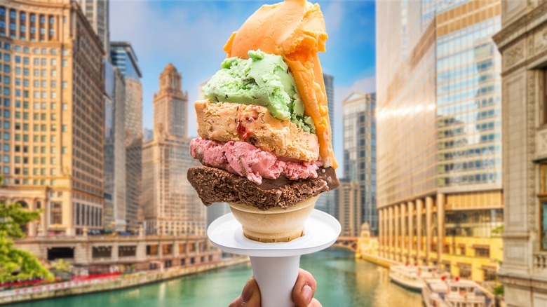 Rainbow Cone and Chicago riverwalk