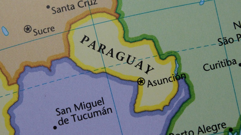 Paraguay on a map