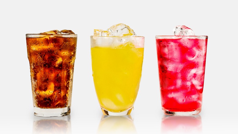 soft drinks in glasses