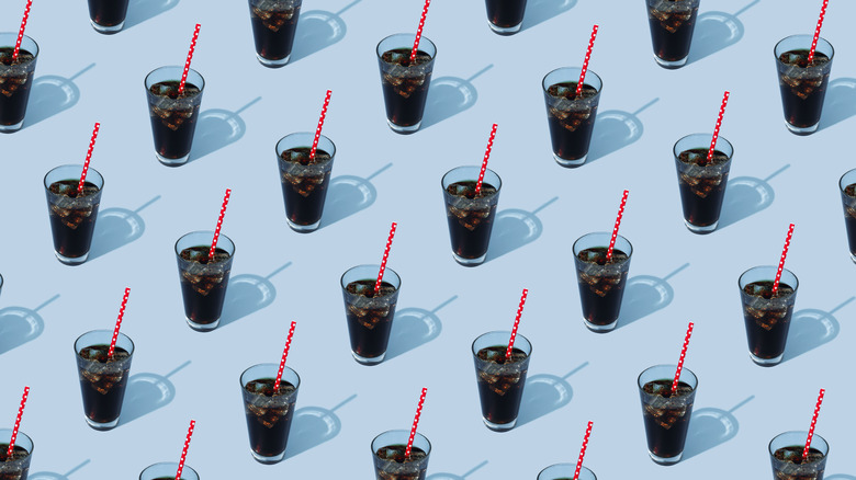 soda cups blue background