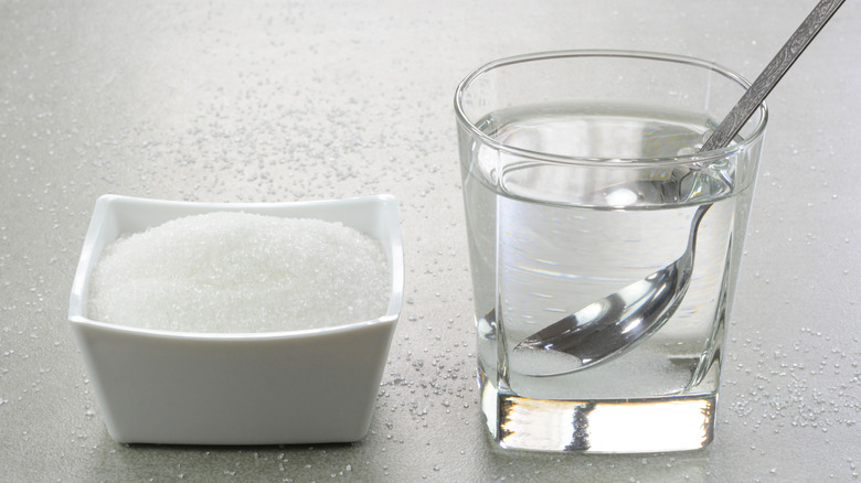 Sugar and water for making simple syrup