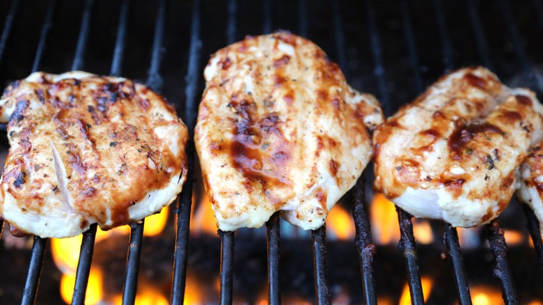 Chicken breasts on the grill