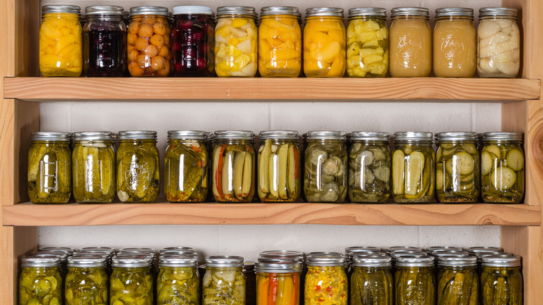 shelves with home-canned goods