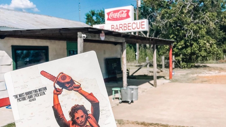 The Gas Station exterior with horror DVD