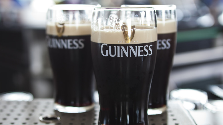 Three glasses of Guinness beer