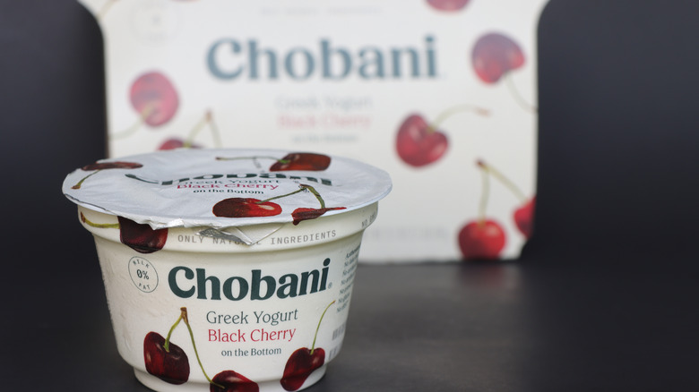 A pack of Chobani fruit on the bottom yogurt