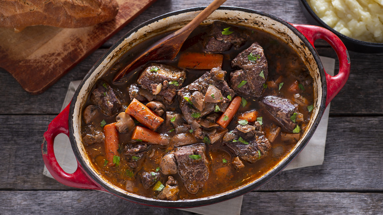 Beef stew in a pot