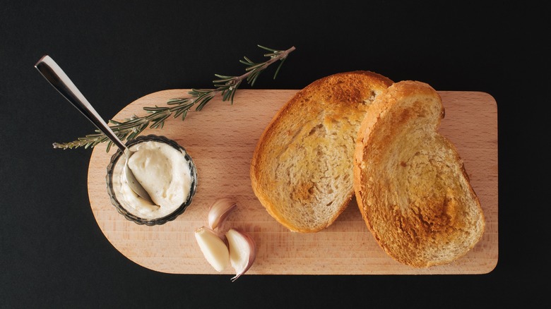 Garlic spread and toasted bread