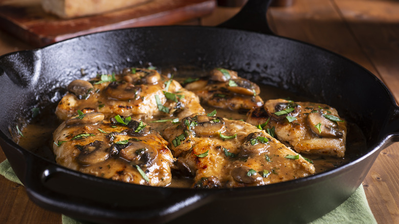 Chicken Marsala with a pan sauce