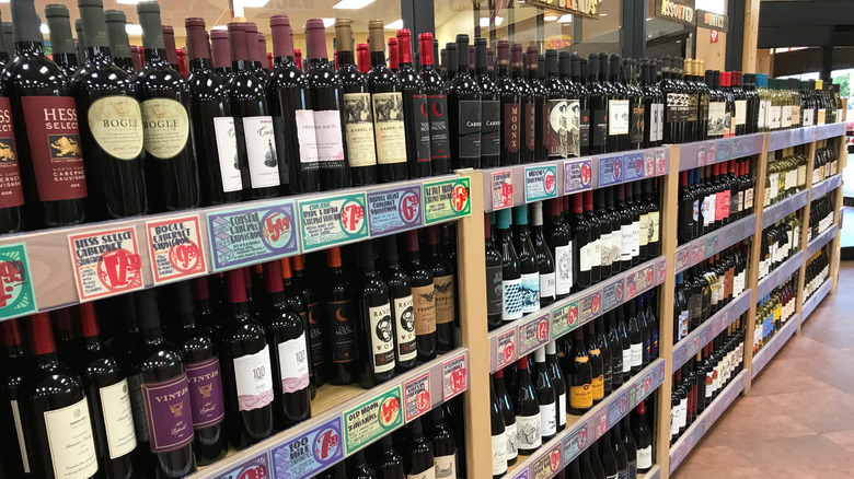 An aisle of Trader Joe's wine
