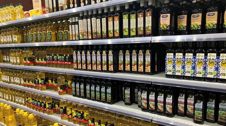 Shelves of olive oil