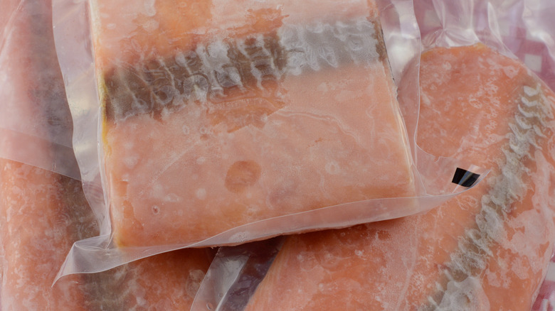 frozen salmon in package