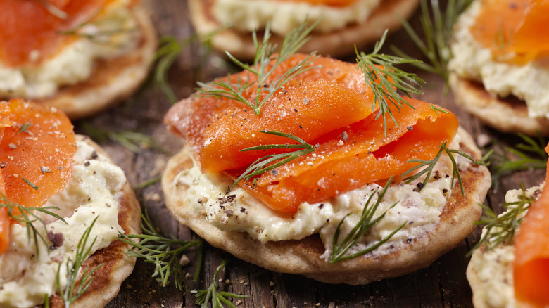 lox and dill on canapes
