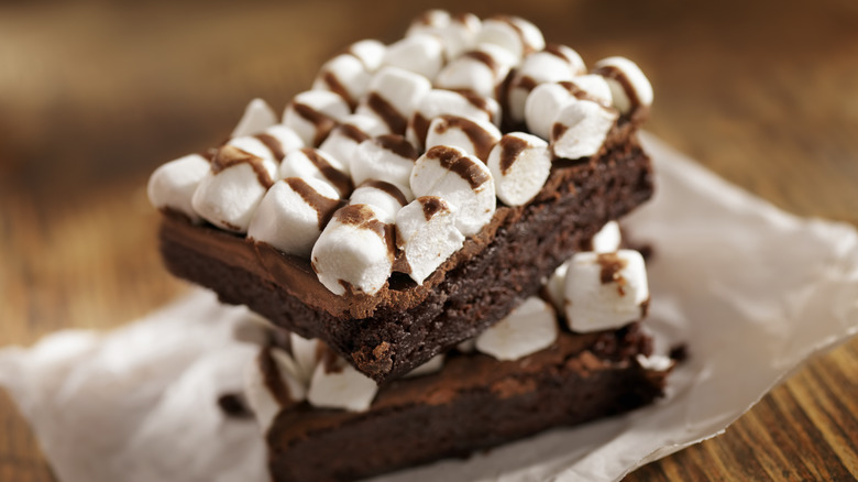 Brownies topped with marshmallows
