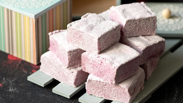 Stack of gourmet marshmallows