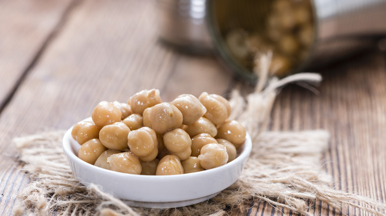 Portion of chickpeas on small plate