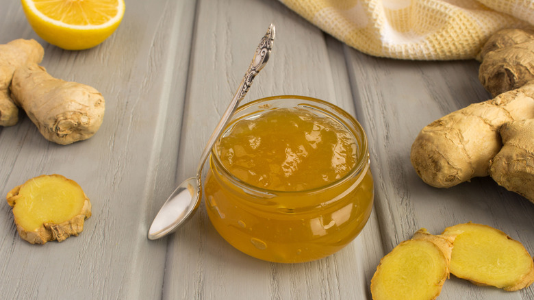 jar of fresh ginger jam with lemon