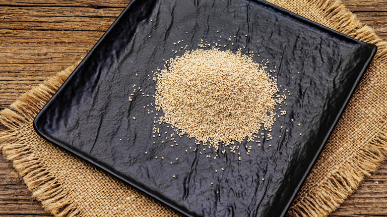 Dried instant dashi powder on a plate