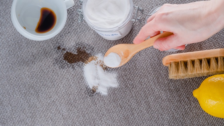 Baking soda over coffee stain