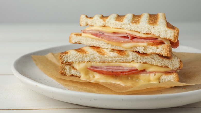 ham sandwich with melted cheese