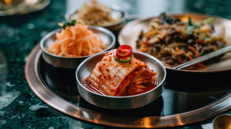 Kimchi on banchan platter