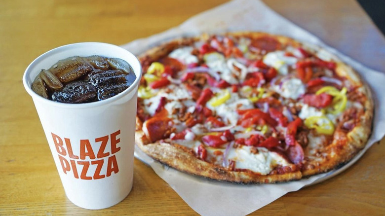 Blaze pizza and drink