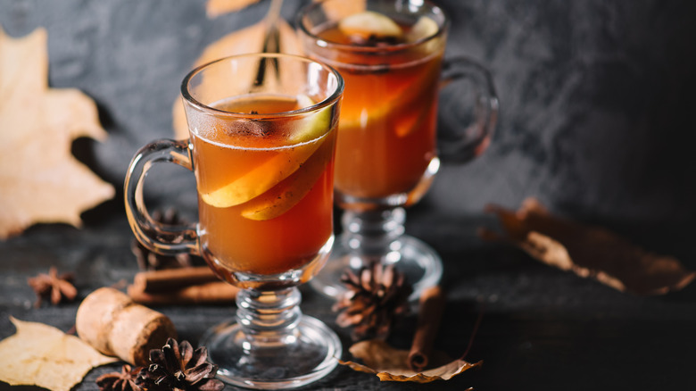 Two apple cider cocktails