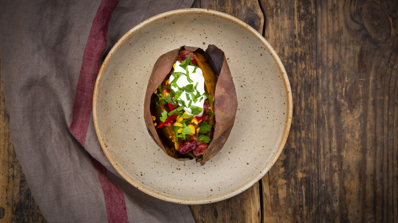 baked potato plate wood