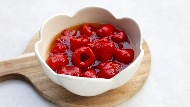 Peppadew peppers in white bowl