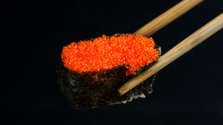 single piece of tobiko nigiri