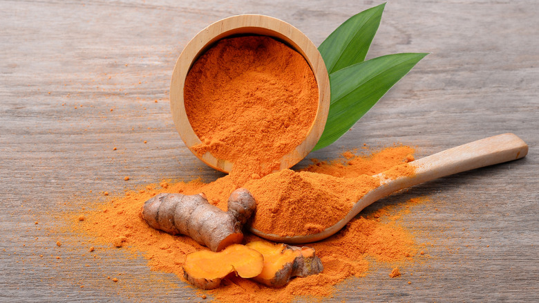 Spoonful of powdered turmeric