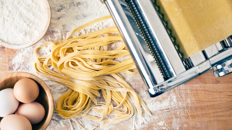 Fresh pasta from pasta maker