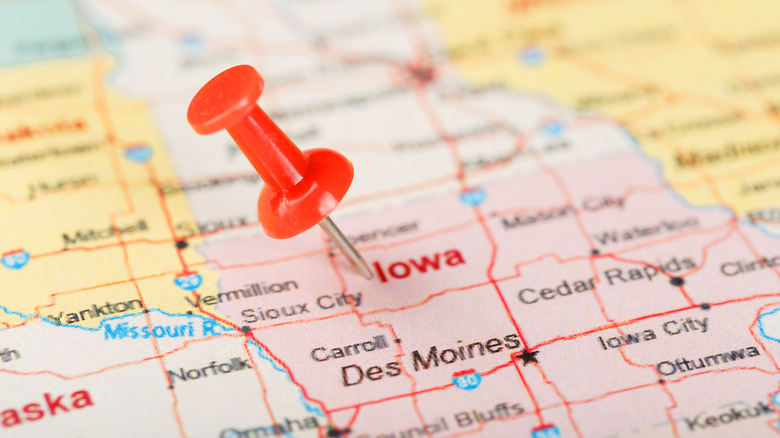 Iowa on a map